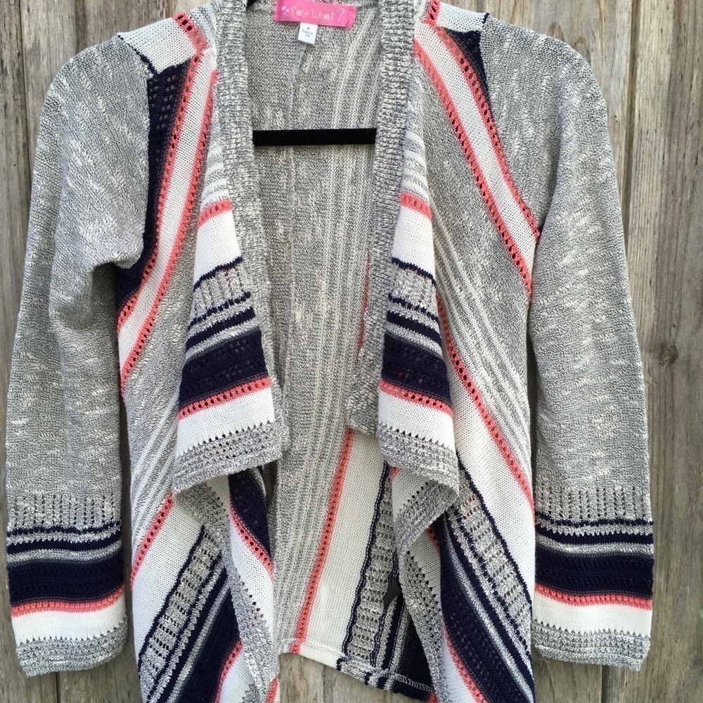 NEW Say What Striped Lightweight Printed Cardigan Sweater - Picture 3 of 6